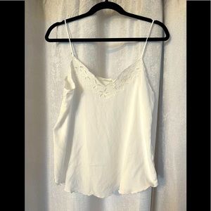 Lovestitch white camisole with ruffled hem and flowered neck